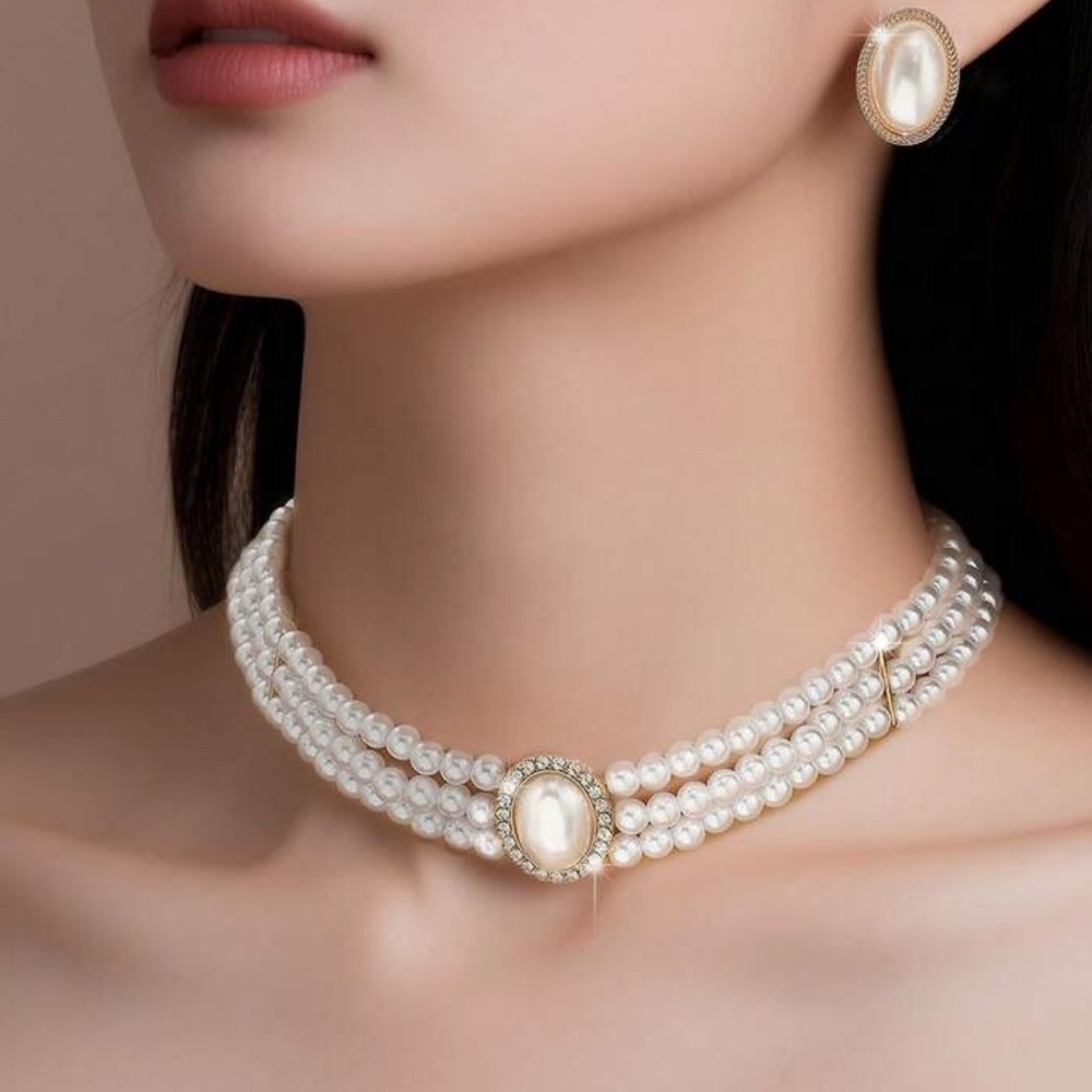 Victorian Pearl Choker Gold Cameo Clasp - Picture 5 of 7